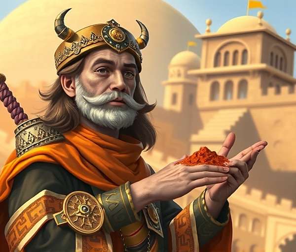Silk Road Merchant, a legendary character with exotic spices from distant lands